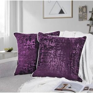 Purple Velvet Throw Pillow Cover Decorative Cushion Sham 18x18 Inch Set of 2